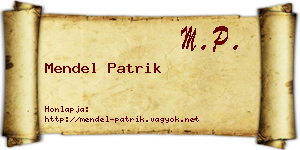 Mendel Patrik névjegykártya